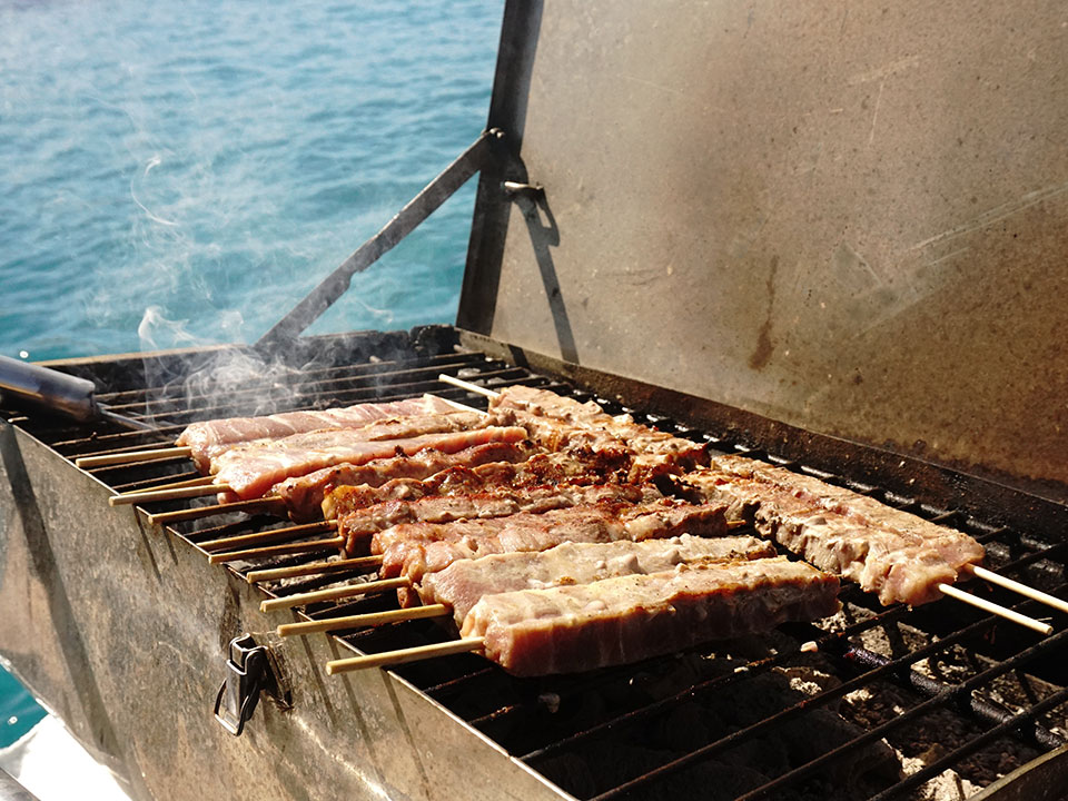 Grill at the Aegeas traditional boat